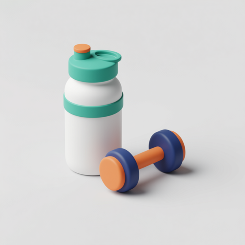 Icona Sport e proteine Shaker per proteine sportive e manubrio per allenamento